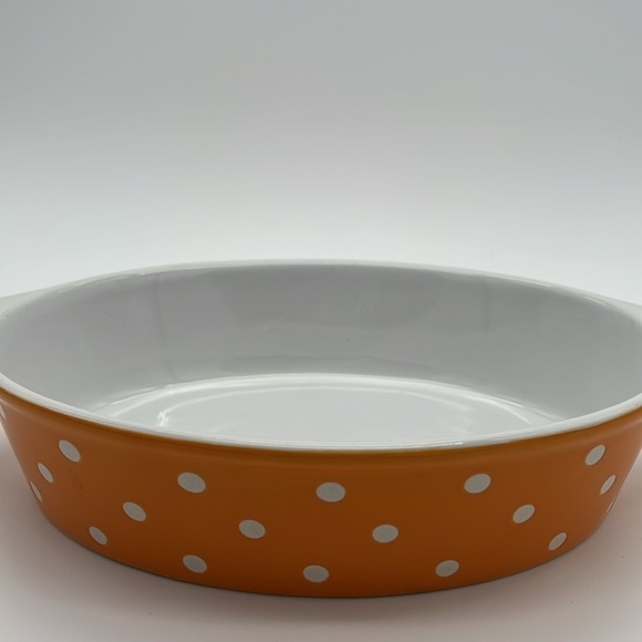 Signatures Housewares Oval Orange Polka Dot Baking Dish 13.5"x8.75"x4" - Picture 2 of 14